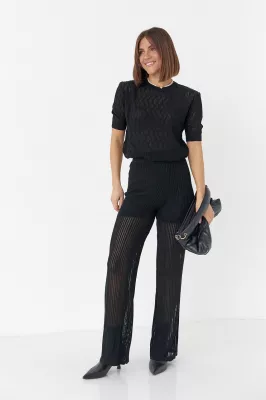 Женский костюм с ажурной вязки - 023128 черный