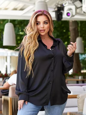 Черная шелковая блуза Марми