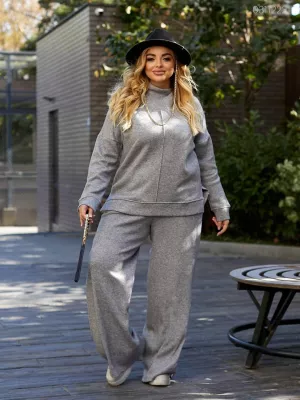 Костюм Колдинг вільного крою з брюками-палаццо (сірий)