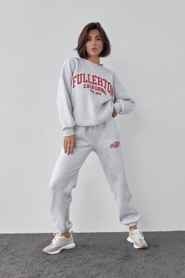 Женский спортивный костюм на флисе Fullerton California - 23166 серый
