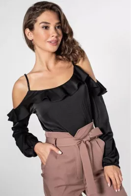 Шовкова блуза 21151 чорна