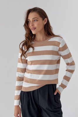 Теплий трикотажний джемпер 56005.2 бежевий