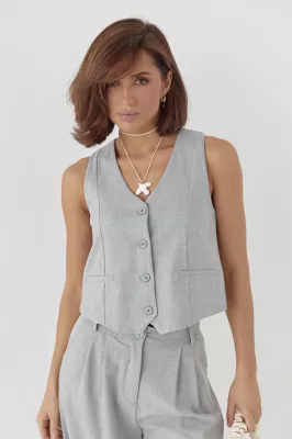 Однотонний жилет у класичному стилі 8784 сірий