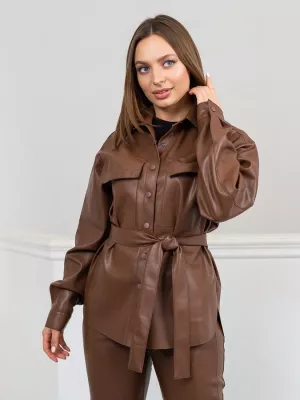 Шкіряна сорочка "Белуччі" (мокко)