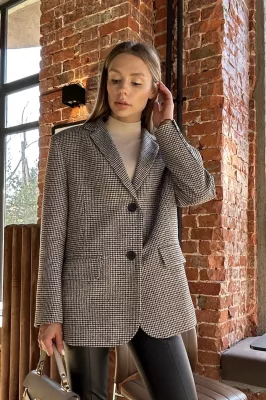 Жакет оверсайз із тканини з додаванням бавовни сірий 7111