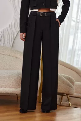 Брюки палаццо со стрелками черные 4316