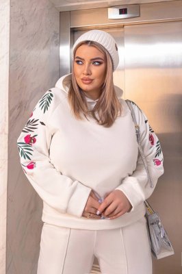 Свитшот с вышивкой Цветок белый