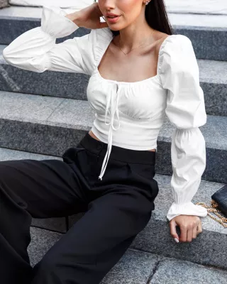 Блуза-топ из поплина молочная 21306