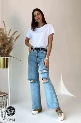 Розкльошені джинси 30694 Блакитний