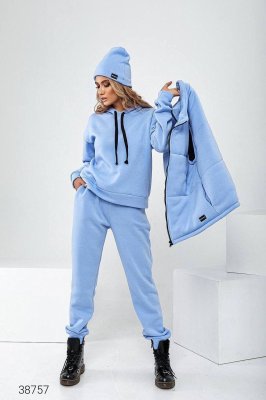 Теплий костюм 4 в 1 із жилеткою та шапкою 38757 блакитний