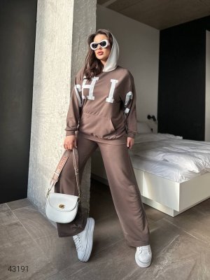 Костюм жіночий трикотажний 43191 коричневий