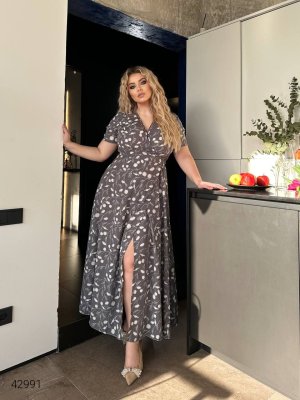 Сукня з розрізом 42991 сіра