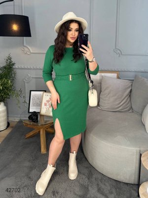Сукня у рубчик великих розмірів 42702 зелений
