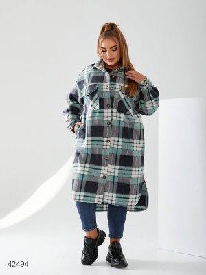 Женская рубашка удлиненная 42494 зеленый