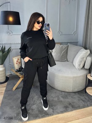 Жіночий костюм великих розмірів 42584 чорний