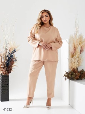 Жіночий костюм з брюками 41632 бежевий