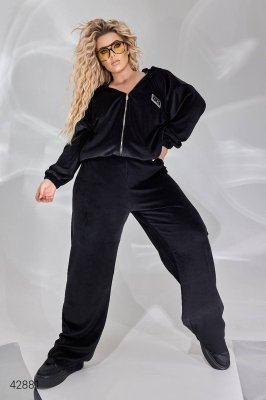 Женский велюровый костюм 42881 черный